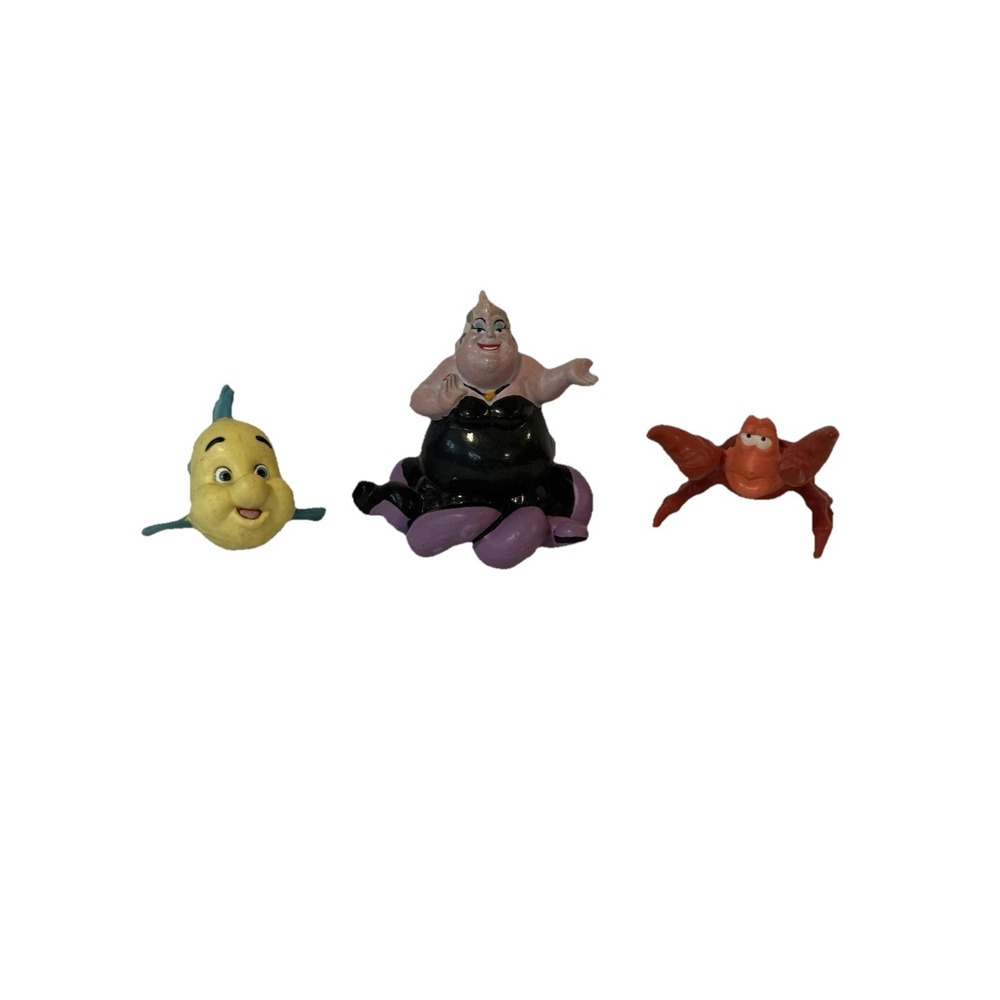 Disney Little Mermaid Figures Lot Ursula Flounder Sebastian Vintage PVC